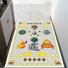 招財進寶貔貅聚寶盆風水地墊 防滑入戶門墊, 開運鎮宅灰色--豎版,80X100 適於80釐米門寬, 灰色