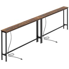 슈퍼자레 78.8인치 좁은 콘솔 테이블 콘센트 소파 테이블 소파 테이블 뒤 충전소가 있는 긴 진입로 테이블 거실용 러스틱 브라운, Rustic Brown, 5.7''D x 51.2''W x 29.7''H