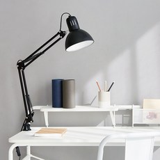 마켓비 PROP 철제 스틸 각도조절 테이블 책상 침대 선반 조명 램프 E26, 블랙