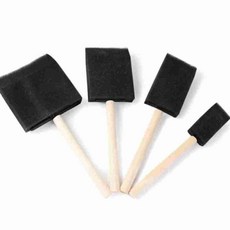 나무 손잡이 스펀지 브러시 4p 세트 핀셋브러시