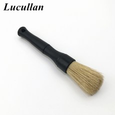 Lucullan 슈퍼 고밀도 천연 멧돼지 프리미엄 디테일링 브러시 자동차 대시 보드 휠 그릴 엠블럼 청소, [01] 1PC 16CM S