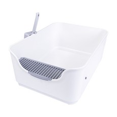 【大尾巴】有喵病 極簡加厚貓砂盆 方形貓砂盆 加大空間, 1個, 有喵病極簡加厚貓砂盆-白