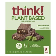 think 植物基底高蛋白棒 巧克力薄荷 5條入, 265g, 1盒