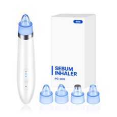 808 전동 블랙헤드 코 피지 제거 흡입기, PG-808, White (4종류헤드포함 풀구성/kc인증)