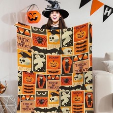 할로윈 담요 152.4cm x 127cm(60 50인치) 호박 해골 유령 뱀파이어가 있는 가을 격자 무늬 담요 독서 공간 소파 사무실용 라운지 성인용 Purgmipth