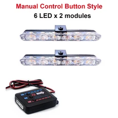 호환 차량 범퍼 그릴 조명 무선 리모컨 비상 스트로브 조명 차량 위험 경고 깜박이 신호 램프 6LED, 06 6x2 Manual Control, 08 Yellow and White