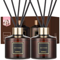 쿤달 퍼퓸 디퓨저 2p + 섬유스틱 10p, 베이비파우더, 200ml, 1세트