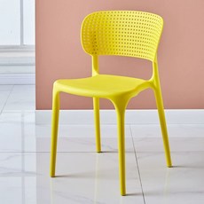 가벼운 심플한 플라스틱 체어 펀칭 등받이의자 레스토랑의자, 그물등받이 의자-옐로우, 1개