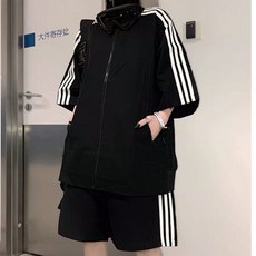 最新爆款夏季女裝美拉德時尚套裝運動服套裝男女情侶款顯瘦運動兩件套潮牌振風