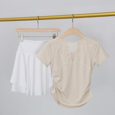 跑步速乾套裝 健身修身短袖 高腰收腹裙褲 夏季透氣瑜伽服 騎行運動裝備 快速排汗 彈力舒適