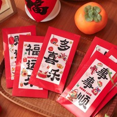 11月上新 2026新款 紅包 通用款 事事順吉利文字 過年春節創意個性簡約利是封, 1個, 多喜樂,6個