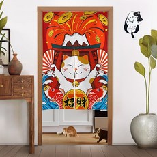 wonderful live 귀여움 폭발 고양이 가리개커튼 방문커튼 분리형 가림막 린넨 도어 커튼