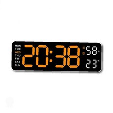 알람 측정 사무실 주황색 표시 화면 습도 무음 벽걸이 전자시계 설정 침실, 블랙오렌지