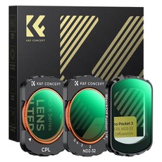 K&F CONCEPT DJI 오스모 포켓 3 호환 마그네틱 필터 세트 (CPL + 블랙미스트 1/4 + ND2-32), 1세트