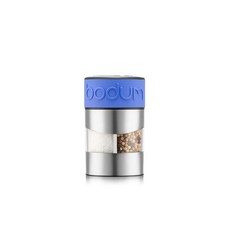 Bodum 트윈 듀얼 소금 및 후추 그라인더 스테인리스 스틸 실리콘 슬리브 포함 화이트, 버블검