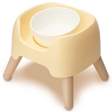 슈퍼펫 강아지밥그릇 고양이식탁 물그릇 3단 높이조절 커브 도자기 1구 식탁세트, 1개, 버터옐로우