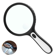 YOPENCE 대형 LED 돋보기 25배확대 125MM 손잡이 확대경, 1개, HY-130