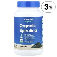 뉴트리코스트 유기농 스피루리나 500mg Nutricost Organic Spirulina 500 mg 240정, 3개