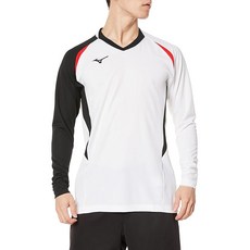 배구 웨어 게임 셔츠 긴소매 땀 흡수·빠른 건조 주니어용 V2MA2122 유니섹스 화이트×블랙×차이니스 레드 L