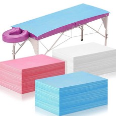 60피스 일회용 침대 시트 78.7cm x 177.8cm(31 70인치) 마사지 테이블 방수 내유성 부직포 원단 스파 커버 통기성 뷰티 살롱 호텔용(핑크 블루 화이트) 2, 60피스 일회용 침대 시트 78.7cm x 177.8c