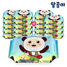 달곰이 패밀리 아기물티슈 엠보싱 캡형, 55g, 80매, 20개