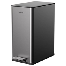ecoco 腳踏式垃圾桶 時尚簡約 靜音緩降 雙層設計 防指紋易清潔, E25040槍灰色