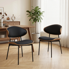 LUXRORO 이메스 스타일 식탁의자 북유럽 스타일 카페 의자, 블랙, 2개