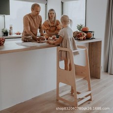 웰리노아 베싸러닝타워 2단 역할놀이 접이식 러닝타워, 1개, 내추럴 우드 컬러 2