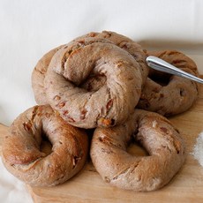 우리밀 호두 크랜베리 베이글 우리밀 천연발효 빵, 4개, 110g
