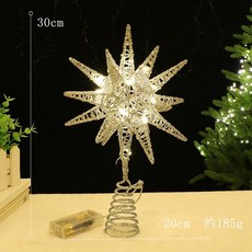 聖誕樹頂星裝飾：發光五角星，聖誕樹頂部星星，聖誕節裝飾擺件, 樹頂星 耶誕老人款（20燈）, 1個