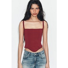 ZARA 스트레치 코르셋 탑 - 다크 레드 5584/399/641 524526194