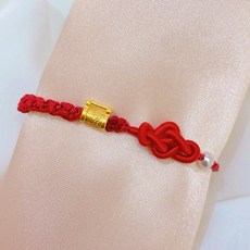 儒家寶寶 彌月金飾 五福臨門 福 燈籠 福袋 葫蘆 如意鎖 百福鎖 黃金 純金9999編織手繩/手鍊 彌月 飾品 滿月禮, 1個, 0.035錢百福鎖（深紅）, 深紅