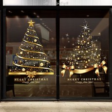 聖誕節靜電貼紙可移除玻璃門貼櫥窗裝飾聖誕老人雪花麋鹿窗花商場店鋪餐廳場景佈置免膠水不留痕反覆黏貼, SDYDT-13,40x55cm透明玻璃貼-小號