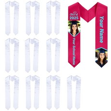 [ 1258957 ] 포보키치 10팩 화이트 승화 블랭크 유니 플레인 졸업 스톨 152.4cm(60인치) 새틴 새시 명예 스톨 스카프 미국 재고, [ 1258957 ] 포보키치 10팩 화이트 승화 블랭