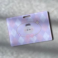【小鳥的店】文創壓克力卡套票卡夾證件夾套 贈彈簧繩 生活用品配件百貨精品, UU粉紫,淺藍色, 1個
