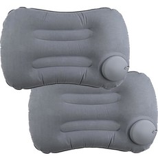 Alovexiong 2팩 공기 주입식 캠핑 베개 - 목 요추 지지를 위한 초경량 여행용 에어 베개 눌러 팽창 디자인 캠핑 하이킹 배낭여행을 블로우 업 (그레이), 그레이 2개