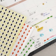 원형 미니 화살표 스티커 다이어리, 투명 - 검정