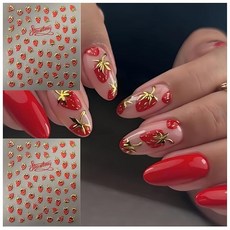 WBLDBB 네일 스티커 킨조쿠 스위트 아이스 투명 조 딸기 액세서리 네일 스티커 귀여워 스위트 극얇은 노마크 DIY 페이스트만 하면 된다 무피해 2세트