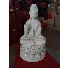 德化白瓷 坐蓮觀音菩薩 陶瓷 佛像 供奉 風水擺件, 商品主圖, 1個