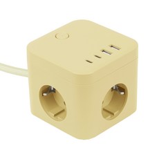 라이프썸 큐브 멀티탭 3구 4포트 USB C타입 1.8m (LFS-HA53) 10종 택1, 1개, 레몬타르트