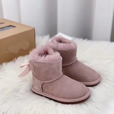 零下-40度 雪靴女 防水雪靴 兒童雪地靴皮毛一體蝴蝶結公主女童學步加厚冬季短靴寶寶防滑棉鞋
