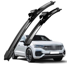 호환 폭스바겐 투아렉/더 뉴 투아렉(CR) 2018-2025 와이퍼 초발수 저소음 자국 없음 전면 와이퍼 블레이드 2종 세트, 검은색