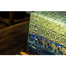 文玩摺扇收納盒 宋錦扇盒 老師傅手工製作, 如圖所示, 1個