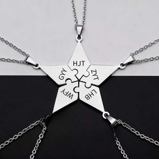 하트 퍼즐목걸이 4인 우정목걸이 티타늄 기념목걸이, 상세페이지 참고, 5피스 / 각인 맞춤제작 문의 필수