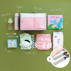 유모차 필수품 보조백 이너백 기저귀 정리함 다용도 보관 주머니 고정고리 포함, 핑크, 1개