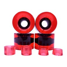 4x 스케이트보드 바퀴 롱보드 바퀴 모든 지형 내리막 크루징을 위한 78A 내구성 PU 크루저 바퀴 롤러, 클리어 레드, 1개