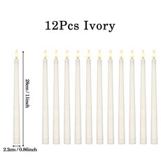 12PCS 운영 160 촛불 LED 저녁 배터리 양초와 장식 깜박이는 발렌타인 테이퍼 FLAMELESS 결혼식, Ivory 12Pcs