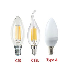 LED 필라멘트 양초 전구 촛대 구부러진 팁 백열 상당 램프 E14 220V 4W 8W 12W C35 C35L 20W 40W 60W, [02]  흰색, [07] Type A 3W, 02  흰색, 1개