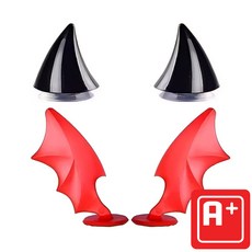 알탱고 귀여운 악마(뿔+날개 혼합) 헬멧 부착형 레포츠용 선물용, 뿔(블랙)+날개(레드)