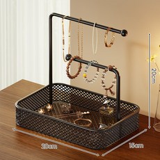 桌面髮箍髮飾收納架 飾品展示掛架 髮夾發繩置物盒, 黑色 - 雙杆, 1個